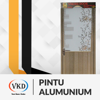 PINTU ALMINI MOTIF 1/2 D-GLASS GOLD